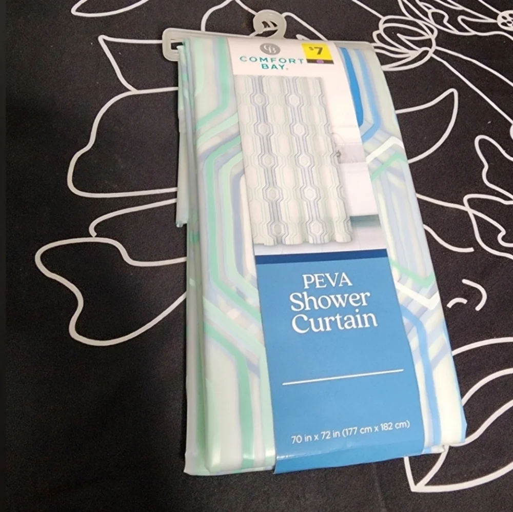 Comfort Bay Set of 3 PEVA Shower Curtains | Geometric Design